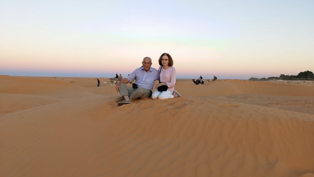 Claude and Marie-Anne in Sahara Desert - Tunisia Tour Nov 2022