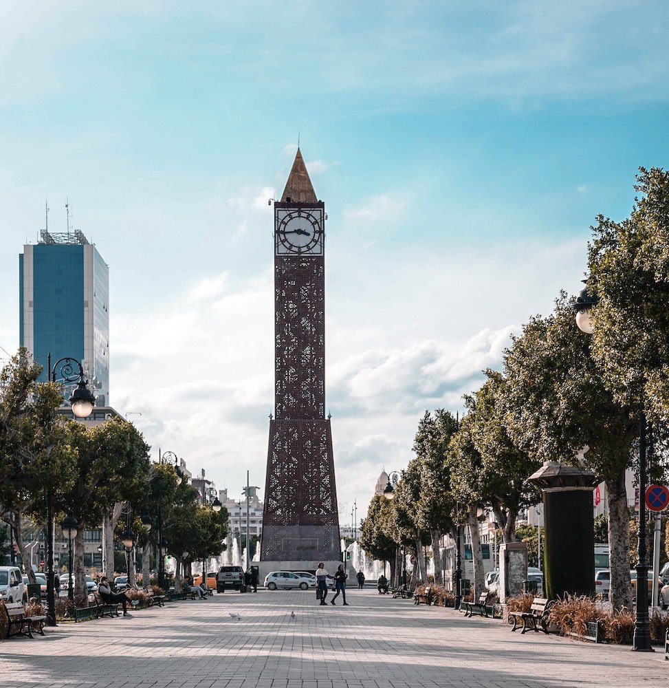 clock tower at avenue habib bourguiba in tunis
