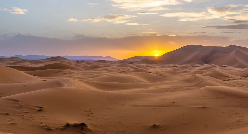 Sunset in the Moroccan Sahara Desert