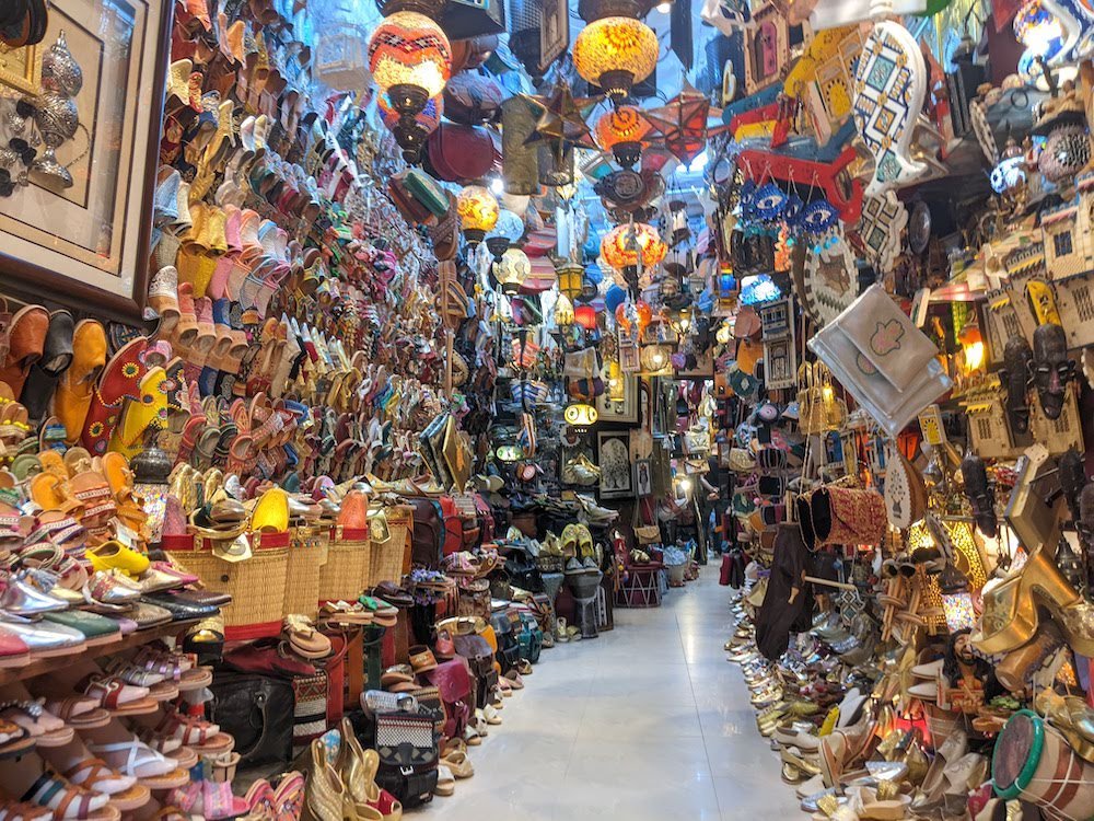 There are hundreds of shops in the Tunis Medina selling handicrafts, leather, artisan goods, spices, perfumes, and souvenirs